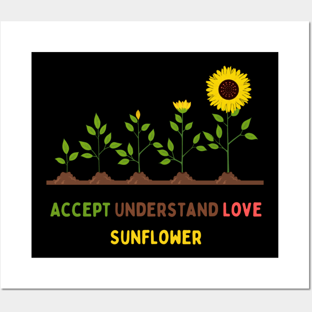 Accept Understand Love Sunflower Wall Art by HALLSHOP